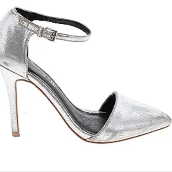 Aldo Shoes - Aldo Silver Glitter Leather Stilettos Women’s size 10